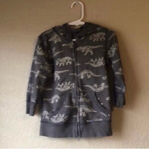 Jumping Beans Jacket Boy’s Gray Dinosaur Zip Up Fleece Hoodie Toddler Boy 2T